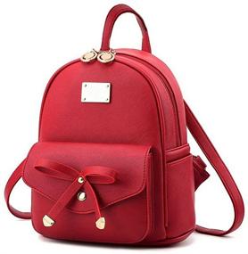 img 4 attached to 🎒 Women's Leather Fashion Backpack with Bowknot - Handbags, Wallets, and Fashionable Backpacks