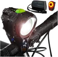 🔦 1800 lumen bicycle light set - the stamina - ultra bright headlight with quad cree technology and lightweight military grade nylon shell - includes free usb rechargeable taillight logo