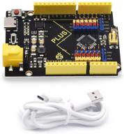 🔧 enhanced keyestudio plus board for arduino uno r3 with type-c usb cable, increased 3.3v 5v 1.5a output current, advanced controller board logo