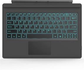 img 4 attached to 🔲 MoKo Type Cover for Microsoft Surface Pro 7 Plus/Pro 7/ Pro 6/ Pro 5/Pro 4/Pro 3 - Ultra-Slim Bluetooth Keyboard with Trackpad, 7-Color LED, Gray