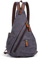 small canvas sling bag - versatile crossbody backpack for outdoor adventures - perfect for men and women (6881-d.grey) logo