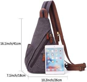 img 3 attached to Small Canvas Sling Bag - Versatile Crossbody Backpack for Outdoor Adventures - Perfect for Men and Women (6881-D.Grey)