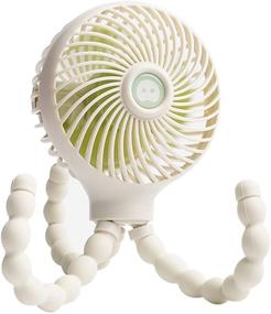 img 4 attached to TX Stroller Fan - Portable, Rechargeable Desk & Handheld Fan with Flexible Tripod 🔋 - Ideal for Office, Car, Traveling, BBQ, Gym & Camping - Mini, Personal Fan (White)