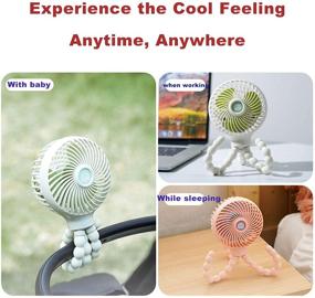 img 2 attached to TX Stroller Fan - Portable, Rechargeable Desk & Handheld Fan with Flexible Tripod 🔋 - Ideal for Office, Car, Traveling, BBQ, Gym & Camping - Mini, Personal Fan (White)