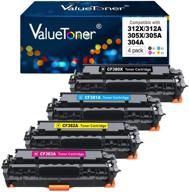 valuetoner remanufactured toner cartridge set for hp 312x 312a 305a 305x - laserjet pro 🖨️ 400 color printer compatible with m451dn m451dw m451nw m475dw mfp m476nw m476dn m476dw (black, cyan, magenta, yellow) logo