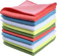 🧽 sinland microfiber dish cloth: best kitchen washcloth for washing dishes, dish rags, and cleaning cloths - 10 pack with poly scour side (5 colors assorted) - 12"x12 logo