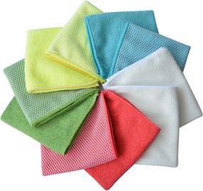 img 3 attached to 🧽 SINLAND Microfiber Dish Cloth: Best Kitchen Washcloth for Washing Dishes, Dish Rags, and Cleaning Cloths - 10 Pack with Poly Scour Side (5 Colors Assorted) - 12"x12