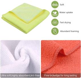 img 2 attached to 🧽 SINLAND Microfiber Dish Cloth: Best Kitchen Washcloth for Washing Dishes, Dish Rags, and Cleaning Cloths - 10 Pack with Poly Scour Side (5 Colors Assorted) - 12"x12