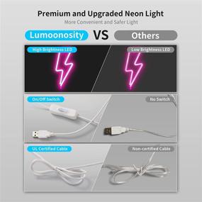 img 3 attached to ⚡ Свечение Neon знак Lightning Bolt Lumoonosity: розовая светодиодная лампа на USB для украшения стены и оборудования игровой комнаты