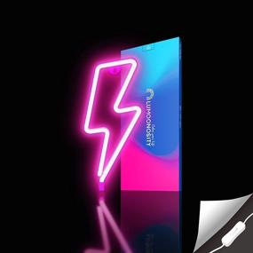 img 2 attached to ⚡ Свечение Neon знак Lightning Bolt Lumoonosity: розовая светодиодная лампа на USB для украшения стены и оборудования игровой комнаты