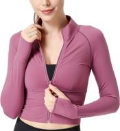 🏃 seamless fitted activewear: women's zip up lightweight workout athletic crop jacket for running, sports, yoga, and more логотип