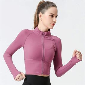 img 1 attached to 🏃 Seamless Fitted Activewear: Women's Zip Up Lightweight Workout Athletic Crop Jacket for Running, Sports, Yoga, and More