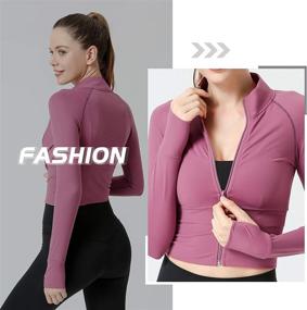 img 2 attached to 🏃 Seamless Fitted Activewear: Women's Zip Up Lightweight Workout Athletic Crop Jacket for Running, Sports, Yoga, and More