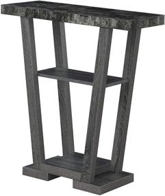 img 4 attached to Convenience Concepts Newport V Console: Stylish Faux Black Marble & Weathered Gray Design