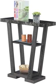 img 3 attached to Convenience Concepts Newport V Console: Stylish Faux Black Marble & Weathered Gray Design