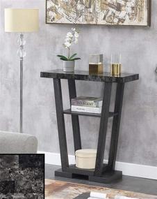 img 2 attached to Convenience Concepts Newport V Console: Stylish Faux Black Marble & Weathered Gray Design