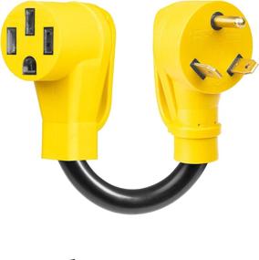 img 4 attached to Iron Forge Cable 30 Amp to 50 Amp RV Electrical Adapter Power Cord - 12 Inch, Yellow | High-Quality 10/3 STW | TT-30P Male Plug to 14-50R Female Receptacle
