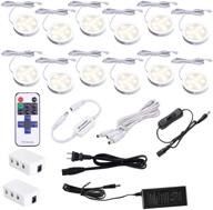 🔆 aiboo under cabinet led puck lights kit with wireless dimmable rf remote control - plug in lights for kitchen counter, closet, and shelves (12 kit, warm white) логотип