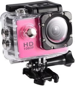 img 4 attached to Action Camera 12MP Waterproof 30M Outdoor Sports Video DV Camera 1080P Full HD LCD Mini Camcorder With 900MAh Rechargeable Batteries And Mounting Accessories Kits(Pink)