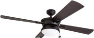 🏡 prominence home auletta outdoor ceiling fan - 52” etl damp rated, 4 blades, led frosted contemporary light fixture, matte black logo