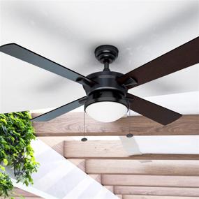 img 2 attached to 🏡 Prominence Home Auletta Outdoor Ceiling Fan - 52” ETL Damp Rated, 4 Blades, LED Frosted Contemporary Light Fixture, Matte Black