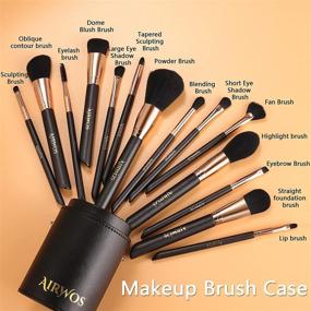 img 3 attached to AIRWOS Professional Makeup Brushes Set - 14-Piece Set with Pearl Flash Handles, Premium 🖌️ Synthetic Bristles, for Foundation, Face Powder, Blush, Blending, Eyeshadow, Concealers - Includes Makeup Brushes Case