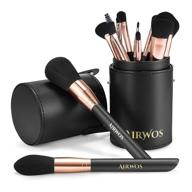 airwos professional makeup brushes set - 14-piece set with pearl flash handles, premium 🖌️ synthetic bristles, for foundation, face powder, blush, blending, eyeshadow, concealers - includes makeup brushes case logo