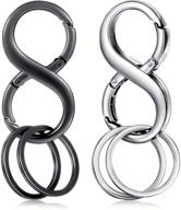 🔑 2-piece 8 shape car key chains - zinc alloy detachable key chain with 2 extra key rings - heavy-duty car business keychain - ideal gift keychains for men and women (black/silver) logo