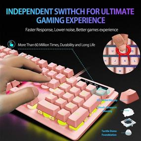img 1 attached to 🎮 NPET S20 Pink Gaming Keyboard Mouse Combo | Quiet, Backlit, Ergonomic Design | 3200 DPI Mouse | For Desktop, Computer, PC