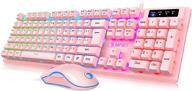 🎮 npet s20 pink gaming keyboard mouse combo | quiet, backlit, ergonomic design | 3200 dpi mouse | for desktop, computer, pc logo