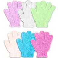 exfoliating shower gloves for men and women - removes dead skin from body, face, and feet - bath, shower, spa, massage - one size fits all (pack of 6 pairs) logo