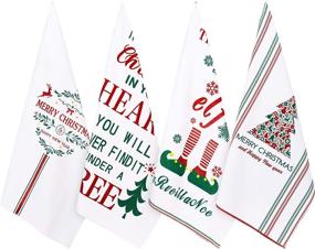 img 4 attached to 🎄 Набор кухонных полотенец Whaline на Рождество: праздничные белые зимние кухонные полотенца - крупные чайные полотенца для домашнего декора, подарков на праздники - 18" x 28" - 4 штуки.