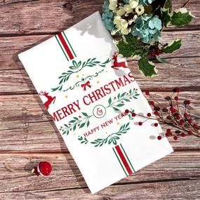 img 1 attached to 🎄 Набор кухонных полотенец Whaline на Рождество: праздничные белые зимние кухонные полотенца - крупные чайные полотенца для домашнего декора, подарков на праздники - 18" x 28" - 4 штуки.