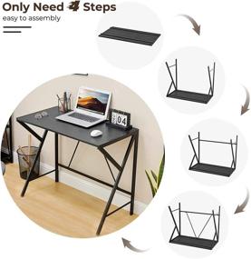 img 2 attached to 🖥️ Aingoo Small Computer Desk 35’’ Kids Writing Study Desk with Sturdy K-Shaped Legs - Compact Modern PC Desk for Home Office, Perfect for Small Spaces - Black