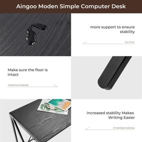 img 1 attached to 🖥️ Aingoo Small Computer Desk 35’’ Kids Writing Study Desk with Sturdy K-Shaped Legs - Compact Modern PC Desk for Home Office, Perfect for Small Spaces - Black