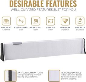 img 2 attached to Adjustable Kitchen Drawer Divider - 2.5 Inch High, Expands 13-22 Inches - Utensil Drawer Organization for Cutlery, Silverware, Flatware - Ideal for Bedroom, Bathroom, Office Drawers - Rapturous 3 Pack