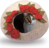 🐱 large le sharma deluxe wool cat cave bed: handmade with 100% natural merino wool, eco-friendly felt cat cave for cats and kittens logo