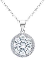 🤩 stunning cate & chloe sophia silver halo pendant necklace - 18k white gold plated circle design with solitaire cubic zirconia diamond cluster - perfect for weddings and anniversaries! logo