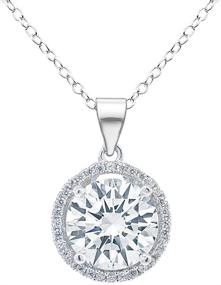 img 4 attached to 🤩 Stunning Cate & Chloe Sophia Silver Halo Pendant Necklace - 18k White Gold Plated Circle Design with Solitaire Cubic Zirconia Diamond Cluster - Perfect for Weddings and Anniversaries!