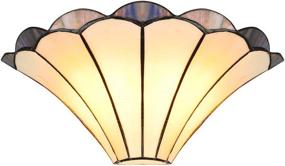 img 4 attached to 🌺 LITFAD Tiffany Style LED Wall Sconce: Stained Glass Floral Design for Hotel Restaurant Decor - 15" Wide Hallway Lamp