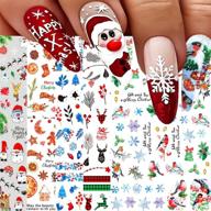 🎅 christmas nail art stickers: festive snowflakes, santa claus, snowman & more - 8 sheets for stunning xmas winter nail designs logo