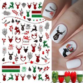 img 2 attached to 🎅 Christmas Nail Art Stickers: Festive Snowflakes, Santa Claus, Snowman & More - 8 Sheets for Stunning Xmas Winter Nail Designs