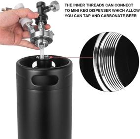 img 1 attached to 🍺 128 OZ Stainless Steel Mini Keg Growler, Matte Black Powder Coated | Ideal for Homebrew, Craft, and Draft Beer | Excellent Freshness Retention