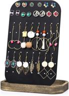 📿 sriwatana earring holder organizer display, metal jewelry organizer with solid wood tray - 62 holes, carbonized black finish logo