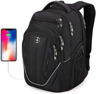 💼 swissdigital terabyte tsa-friendly water-resistant large backpack for men with usb charging port/rfid protection - fits up to 15.6" laptops - travel laptop backpack for business and school logo