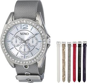 img 3 attached to XOXO Women's XO9053 Rhinestone-Accented Watch: Stylish Interchangeable Straps for Versatile Fashion