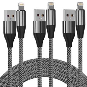 img 4 attached to 🔌 MFi Certified 10ft iPhone Charger Cable Pack - Nylon Braided Lightning Cord for iPhone 11/Pro/X/Xs Max/XR/8 Plus/7 Plus/6/iPad - Fast Charging USB Cable Trio