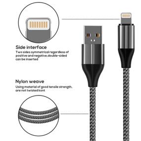 img 2 attached to 🔌 MFi Certified 10ft iPhone Charger Cable Pack - Nylon Braided Lightning Cord for iPhone 11/Pro/X/Xs Max/XR/8 Plus/7 Plus/6/iPad - Fast Charging USB Cable Trio