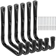 garage and garden storage utility hooks heavy duty jumbo arm hanger (6 pcs black 8&#34 logo