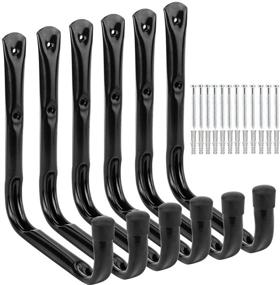 img 4 attached to Garage And Garden Storage Utility Hooks Heavy Duty Jumbo Arm Hanger (6 Pcs Black 8&#34